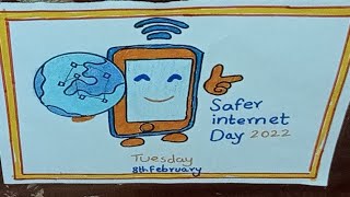 Safer Internet Day 2022How to draw Safer Internet Day posterCyber Safety poster Drawing [upl. by Llenhoj51]