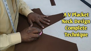 A V Placket Neck Design  Sewing Techniques Tutorial For Beginners [upl. by Sesilu]