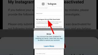 Instagram Account Disabled how to get back  How to Recover Disabled Instagram Account Reactivate [upl. by Yarezed485]