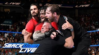 Kurt Angle amp The Shield lead a Raw raid of SmackDown SmackDown LIVE Nov 14 2017 [upl. by Edaj]