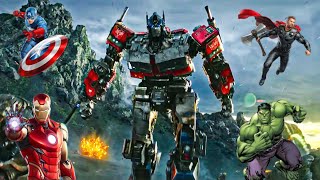 Transformers Rise of The Beasts  Final Battle WITH AVENGERS THEME [upl. by Hgiellek]