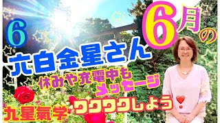 【六白金星】さんの6月のメッセージ！【九星氣学】は【開運】【占い】メッセージ！2024年6月5日から7月5日の運勢！どんな事もワクワクを忘れずに！楽しく休息と充電を！ [upl. by Artkele4]