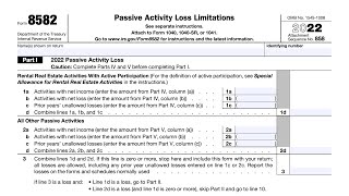 IRS Form 8582 walkthrough Passive Activity Loss Limitations [upl. by Ormiston]