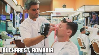 💈 Head Massage amp Romanian Hair Styling at Frizebad Barbershop  Bucharest Romania [upl. by Elder]