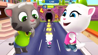 Talking Tom Gold Run Talking Angela vs Boss Fight with Raccoon Boss  Android iOS  Full Screen 🔥 [upl. by Suivatra]