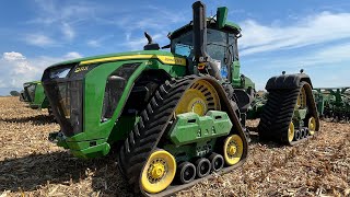 John Deere 9RX 830 flagship 900hp tractor pulling at Farm Progress Show 2024 tillage demo [upl. by Kotto]