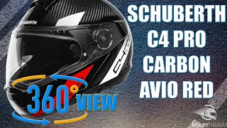 SCHUBERTH C4 Pro Carbon Avio Red 360° 4K Video  Bikerheadzcouk [upl. by Irrep]