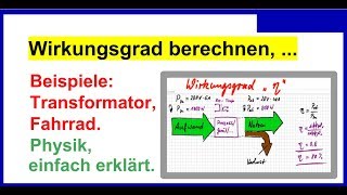 Wirkungsgrad berechnen einfach erklärt mit Beispielen Trafo Fahrrad Physik [upl. by Blinnie]