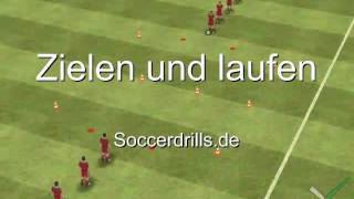 Zielen und laufen  Aufwärmen  Fußballtraining auf Soccerdrillsde [upl. by Lerej660]