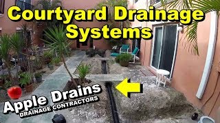 Courtyard Drainage System French Drain Sump Pump Catch Basin [upl. by Ayeki]