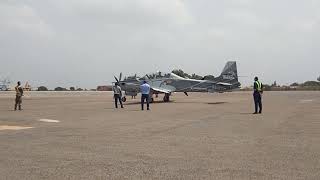 The A29 Super Tucano aircraft flight demonstration at Airforce base in Accra Ghana [upl. by Rez]