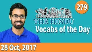 ✅ Daily The Hindu Vocabulary 28th Oct 2017  Learn 10 New Words with Tricks  Day279 [upl. by Malvino]