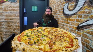 EAT FOR FREE IF YOU CAN FINISH THIS HUGE PIZZA CHALLENGE SOLO  BeardMeatsFood [upl. by Etsyrk]