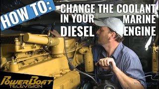 How to change the coolant in a Caterpillar 3208 marine diesel engine  PowerBoat TV MyBoat DIY [upl. by Otiv133]