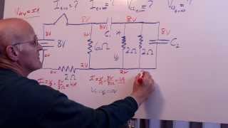 RC Circuit Hard HW Problem  4 resistors 2 capacitors [upl. by Patrice937]