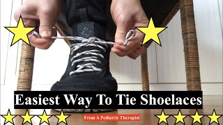 Teach Shoelace Tying The Super Easy Way [upl. by Ahsinyd517]