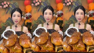 ASMR  Chinese people eating glutinous rice with braised pork  Chinese Mukbang [upl. by Shirlee]