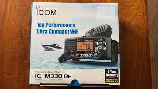 Unboxing Icom M330GE VHF DSC marine radio The smallest  cheapest Icom Beach boat sea fishing [upl. by Ettenay]