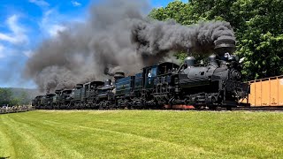 A Quintuple of Shay’s Cass Scenic Railroad  Parade of Steam 2024 [upl. by Loralee]