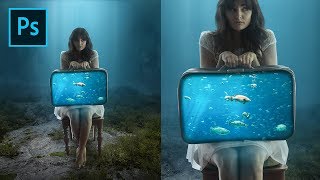 Photoshop Tutorial  Make a Fantasy Aquarium Suitcase  Photo Manipulation [upl. by Aivekal]