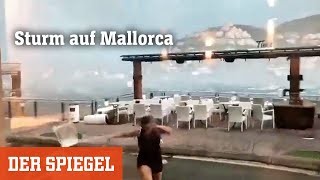 Sturm auf Mallorca Fliegende Dächer und eine Schiffskollision im Hafen  DER SPIEGEL [upl. by Ainevuol]