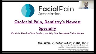 Facial Pain Association Dr Brijesh Chandwani Webinar [upl. by Dow]