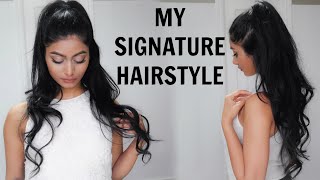 Half Up Half Down Hair  My Signature Hairstyle  Lavish Krish [upl. by Kolb]