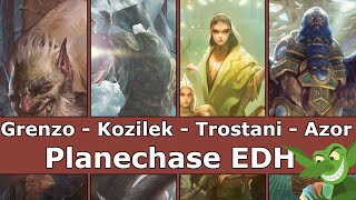 Grenzo vs Kozilek vs Trostani vs Azor PLANECHASE EDH  CMDR game for Magic The Gathering [upl. by Nimajaneb599]