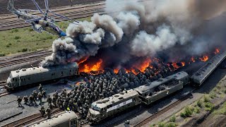 A US train carrying 70 tanks was destroyed by a Russian KA52 missile before arriving in Ukraine [upl. by Germaine]