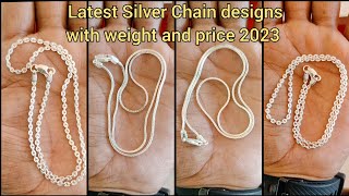 latest Silver Chain Designs with weight and price 2023light weight Silver chains for girls [upl. by Initirb]