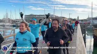 Départ du CHAUFFE GAMBETTES avant le MARATHON de La Rochelle édition 2023 [upl. by Aseeram]