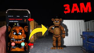 CALLING FREDDY FAZBEAR ON FACETIME AT 3AM AT ABANDONED JUNKYARD  FIVE NIGHTS AT FREDDYS REAL LIFE [upl. by Ahsiekit]