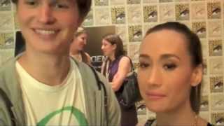 Ansel Elgort and Maggie Q act out a scene  Interview at Comic Con 2013 [upl. by Hsetim]