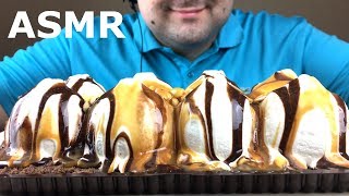 ASMR DESSERT ICE CREAM CAKE Chocolate Caramel Peanut Relaxing Eating Sounds [upl. by Latrice153]