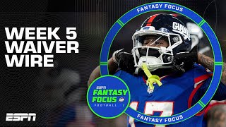 Week 5 Waiver Wire  Injury Updates  Fantasy Focus 🏈 [upl. by Zetta]