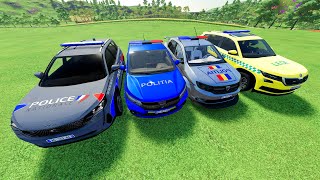 Race Time Police  Peugeot VS Dacia Logan 2021 VS Dacia Logan 2019 VS Renault Kodiaq Legebil [upl. by Bart]