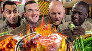 London Firefighters try Korean BBQ for the first time [upl. by Emylee]