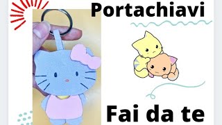 tutorial COME REALIZZARE UN PORTACHIAVI di HELLO KITTY con la GOMMA EVA [upl. by Genesia]