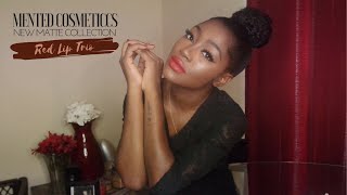 NEW Mented Cosmetics Matte Red Lip Collection Review Swatches  Try On   Sabrina Mills [upl. by Zelten]