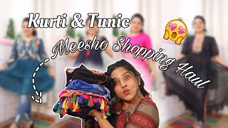 🤩 Lengthy KurtisTunics for JEANS from Meesho ✨ Shopping Haul  PurPle KohL Megha [upl. by Hakon]