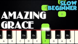 Amazing Grace  SLOW BEGINNER PIANO TUTORIAL  SHEET MUSIC by Betacustic [upl. by Agate533]