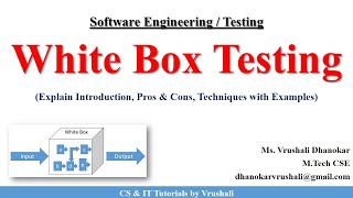 SE 42  White Box Testing  Techniques with Examples [upl. by Niret]