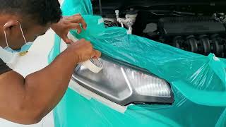 CARA COATING HEADLAMP KERETA HONDA JAZZ WARNA SMOKE BLACK [upl. by Aeduj511]