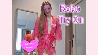 4K Transparent Robes Try On Haul With Mirror View  Masked Model maskedmodelvids [upl. by Oriel]