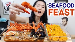 SEAFOOD Kimchi Seafood Broth Pot w Paella Rice Mussels Prawns amp Scallops  Eating Show Mukbang [upl. by Roydd520]