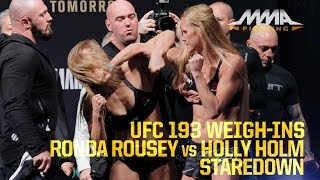 UFC 193 WeighIns Ronda Rousey vs Holly Holm [upl. by Losiram]