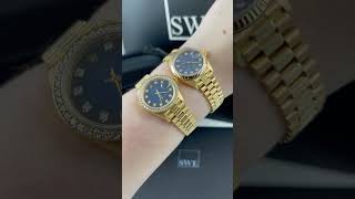 Rolex President Datejust 26mm Yellow Gold Blue Diamond Dial Ladies Watches Review  SwissWatchExpo [upl. by Palumbo]