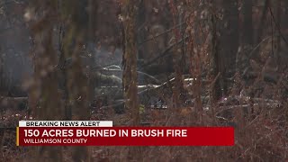 150 acres burned in Williamson County brush fire [upl. by Ebbarta]