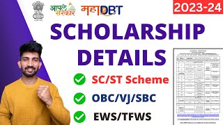 MahaDBT Category Wise Scholarship Details 2023  How much Money Students Get in Scholarship [upl. by Graehl]