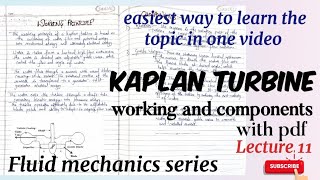 working and components of Kaplan turbine  fluid mechanics [upl. by Kronick314]